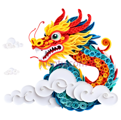 龙,卡通,红色,黄色,蓝色, PNG