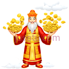 财神,微笑,金币,云彩PNG