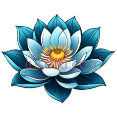 莲花,卡通,白色,蓝色,黄色PNG