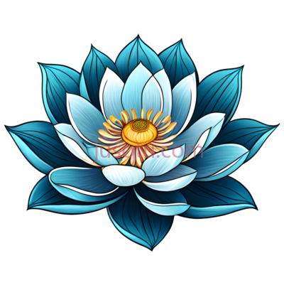 莲花,卡通,白色,蓝色,黄色, PNG