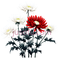 大黑红菊花PNG