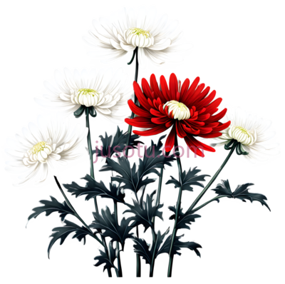 大黑红菊花, PNG