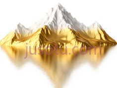 山峰,3D渲染,金色,白色PNG