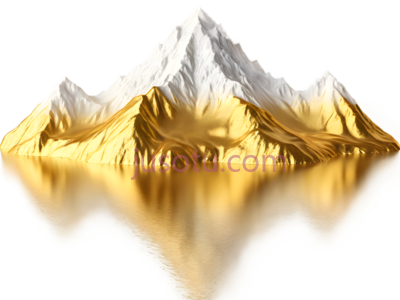 山峰,3D渲染,金色,白色, PNG